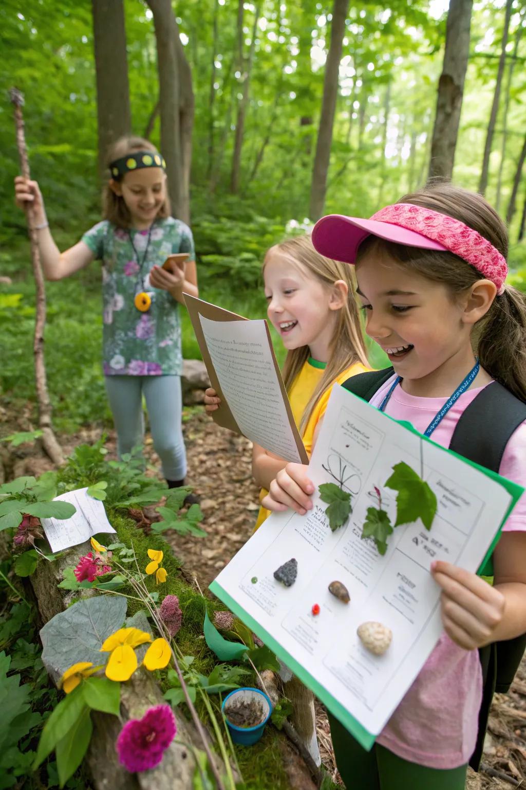 An outdoor quest encourages exploration and learning.