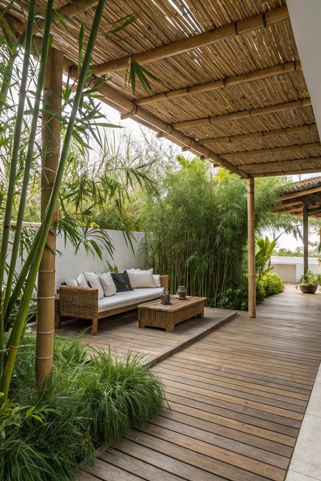 Bamboo and reed canopies provide a tropical touch and shelter.
