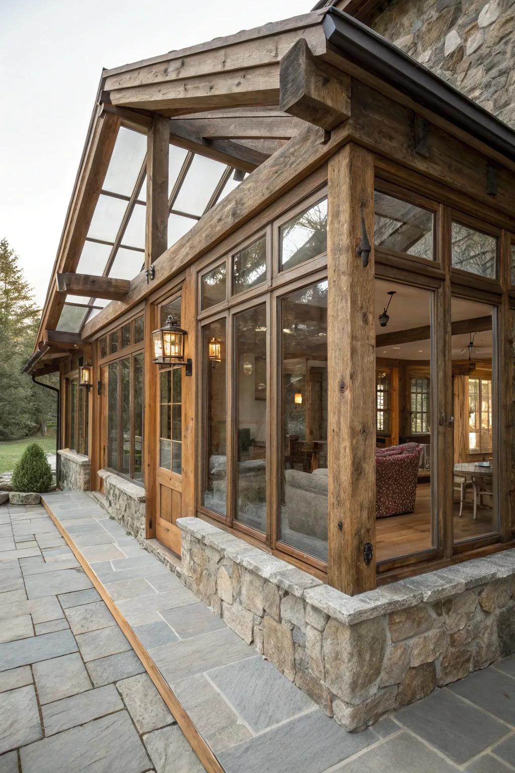 Embrace country charm with natural materials in your enclosure.