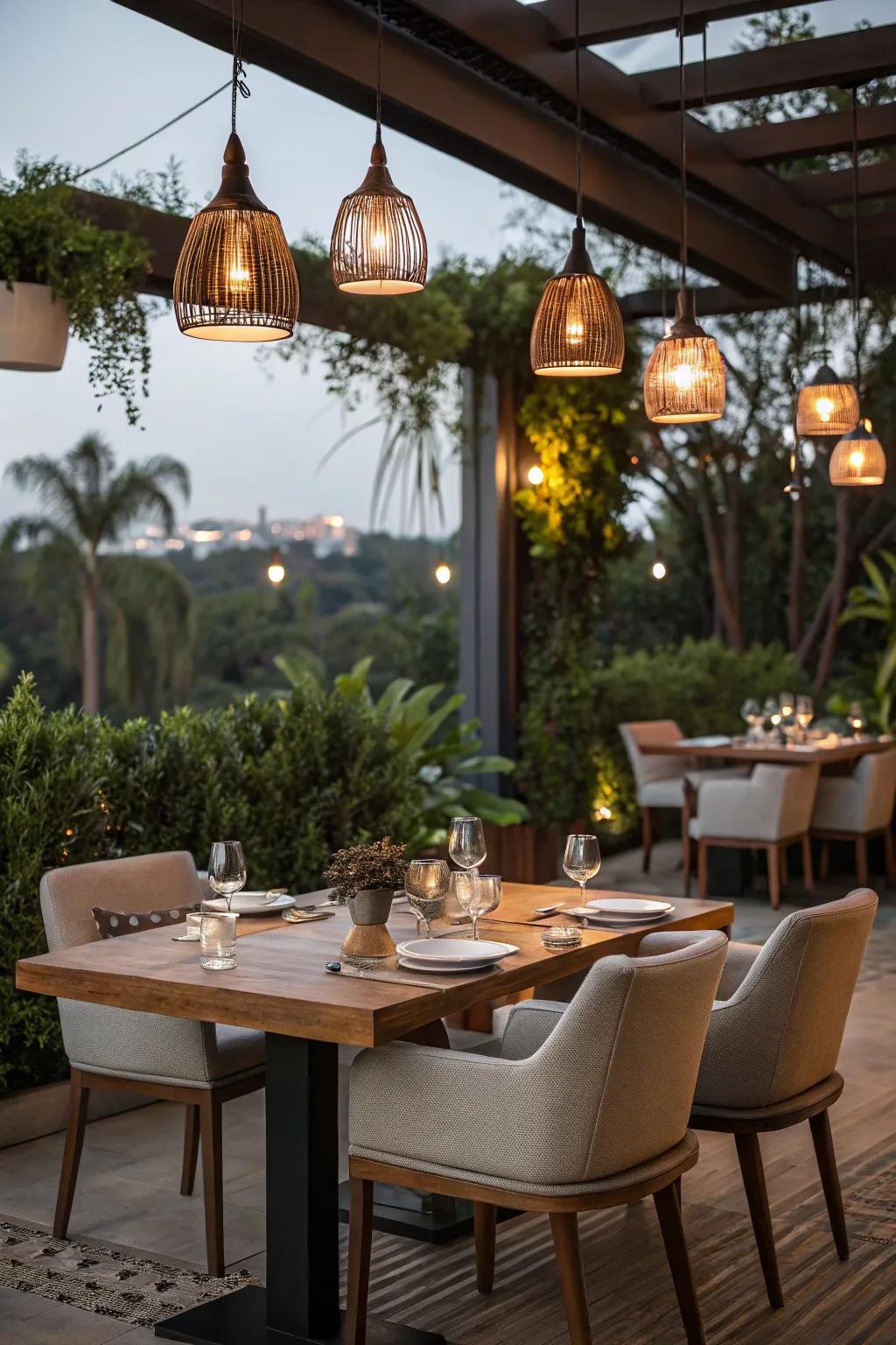 Hanging sparkle furnishes a chic and concentrated overhead sparkle resolution.