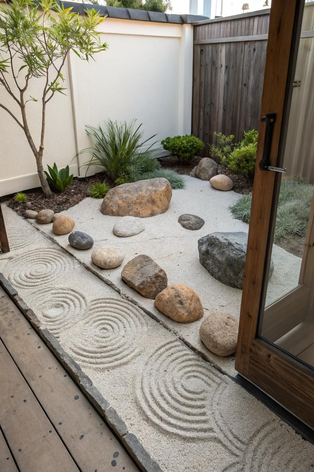 A peaceful garden nook furnishes a serene retreat within your patio.