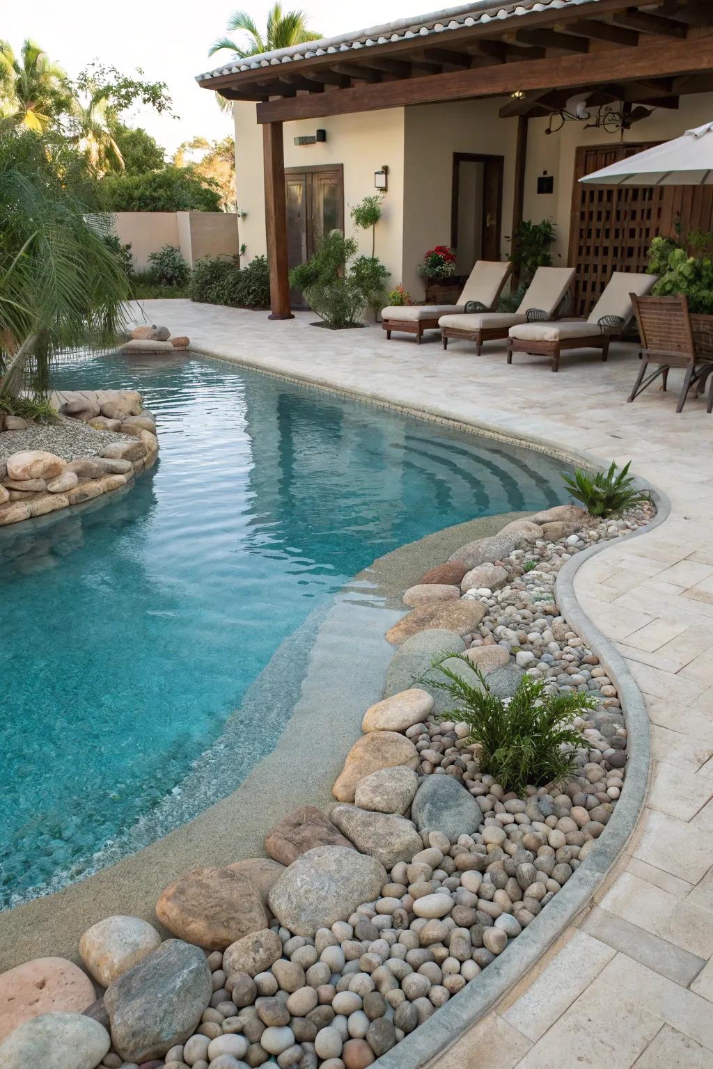 Appreciate effortless access using a shore entry pool.