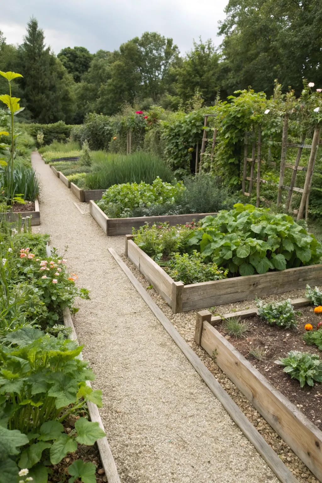 Efficient and orderly routes around elevated plots.