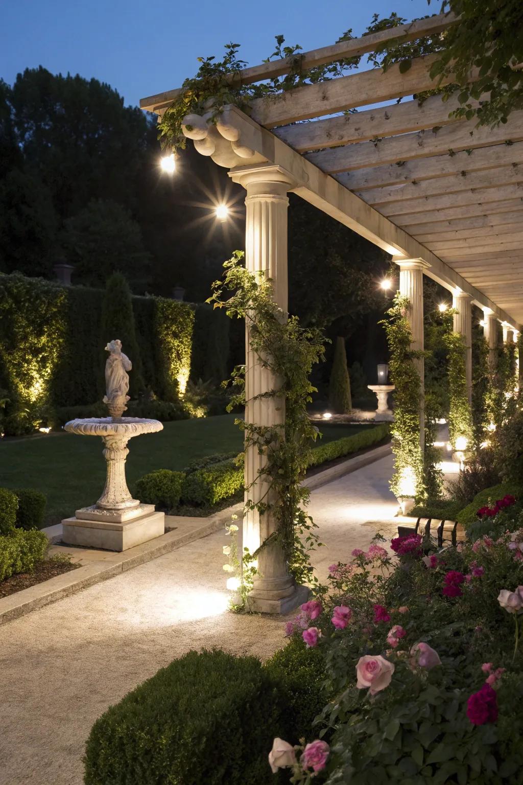 Spotlights highlight the finest elements of your garden.