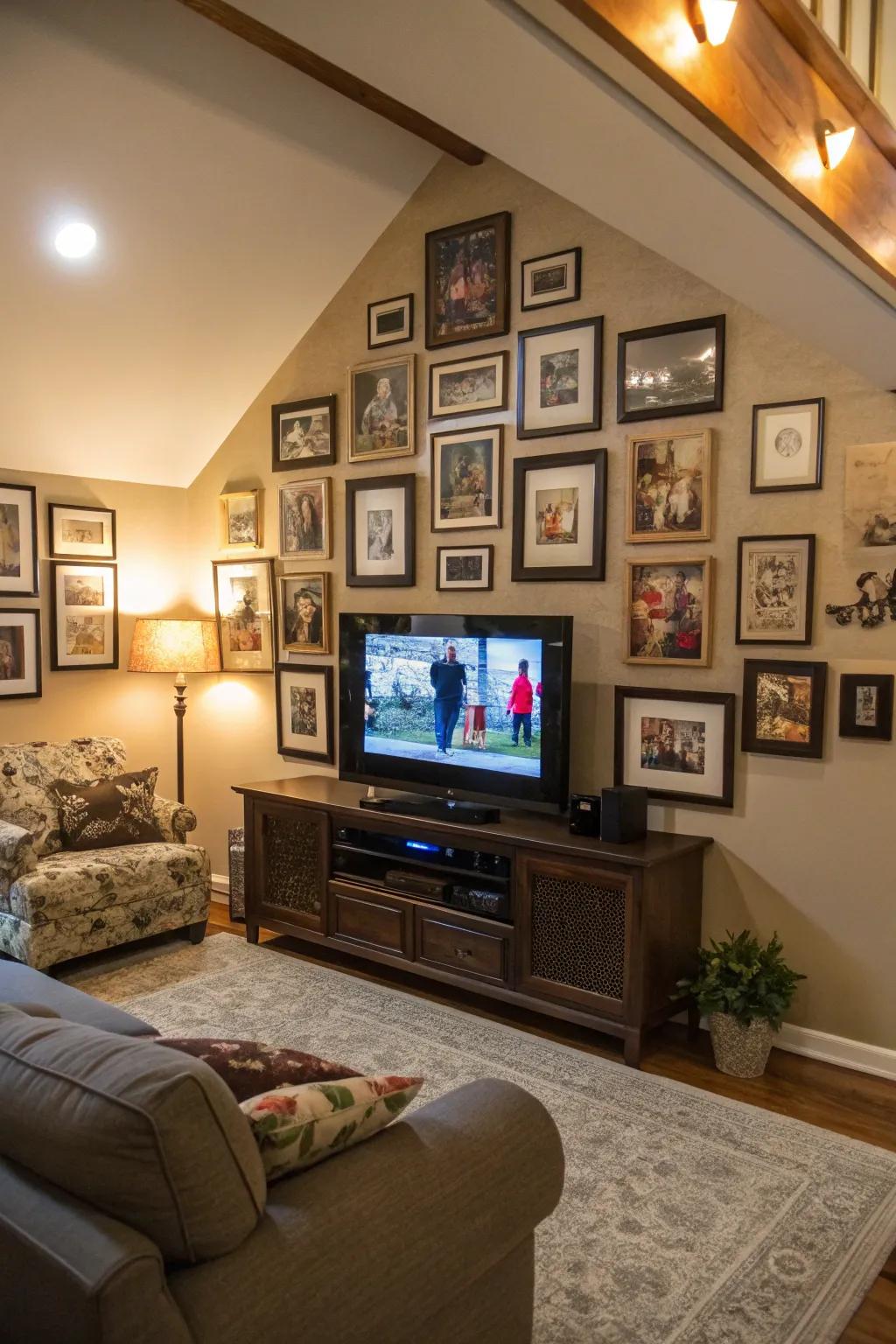 Integrating a TV into a beautifully curated picture wall.