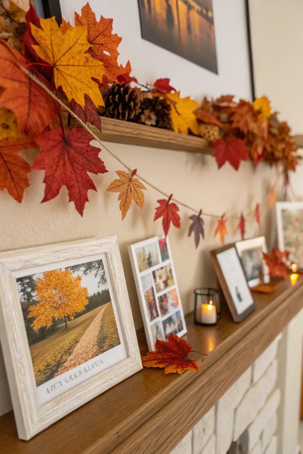Periodic changes on a display ledge keep decor fresh and festive.