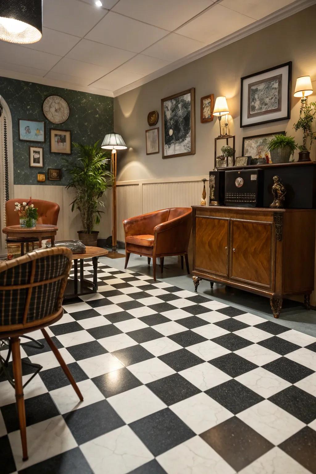 Patterned tiles offer a timeless retro vibe.