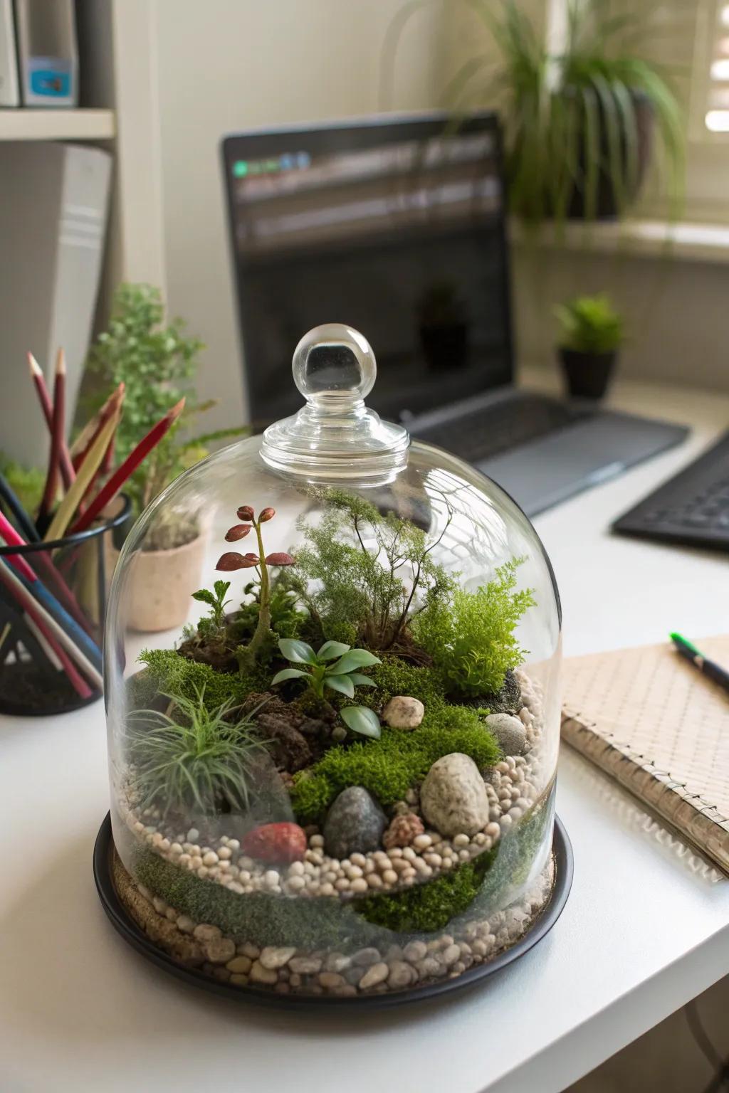 Convey a hint of verdure to restricted areas via a DIY terrarium.