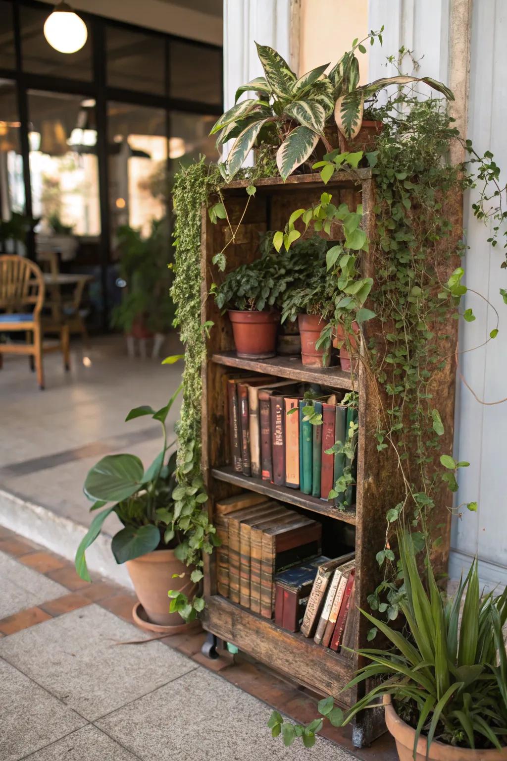 Turn an old bookcase into a plant haven.