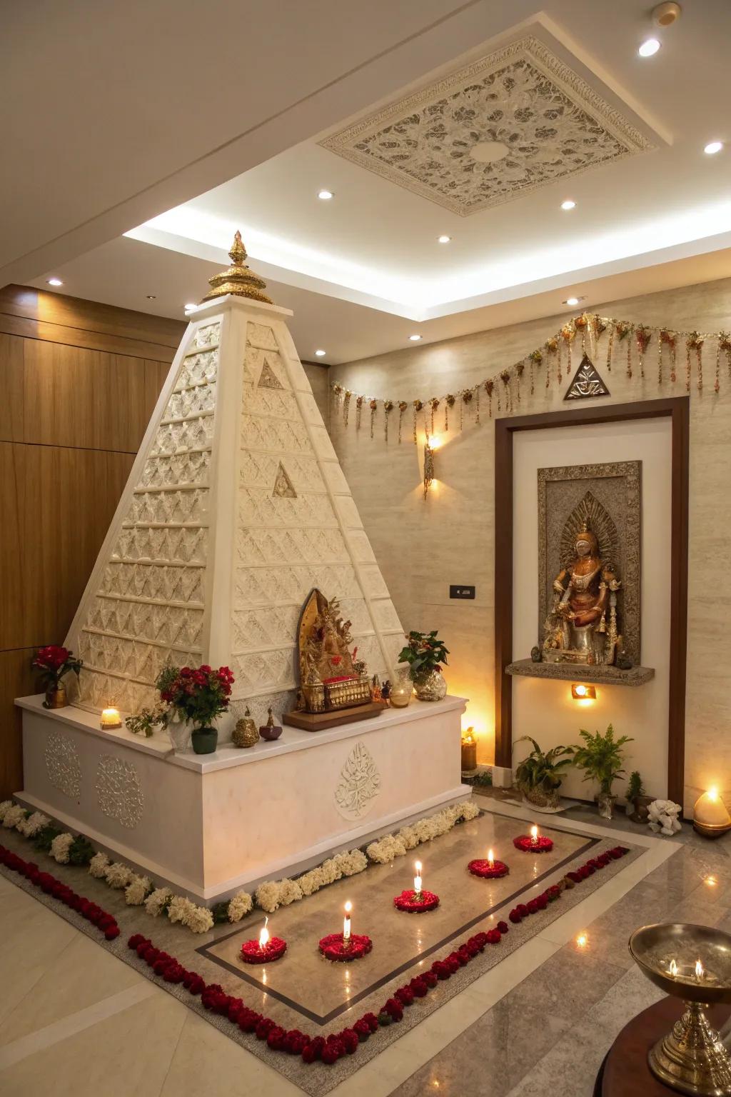 Pyramid-formed apex for amplifying positive vibrations.