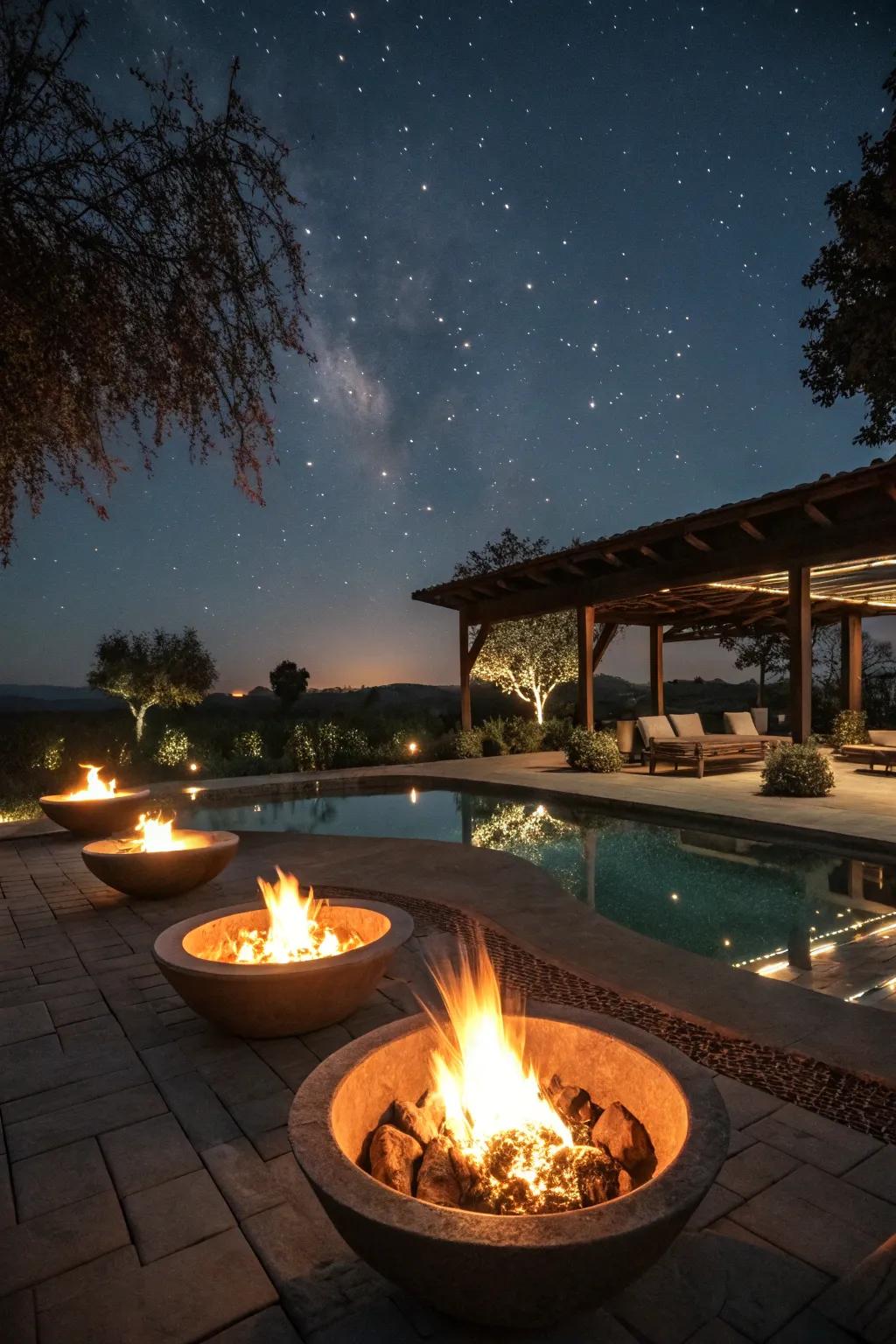 Blaze bowls input theatricality and warmth into your poolside venture.
