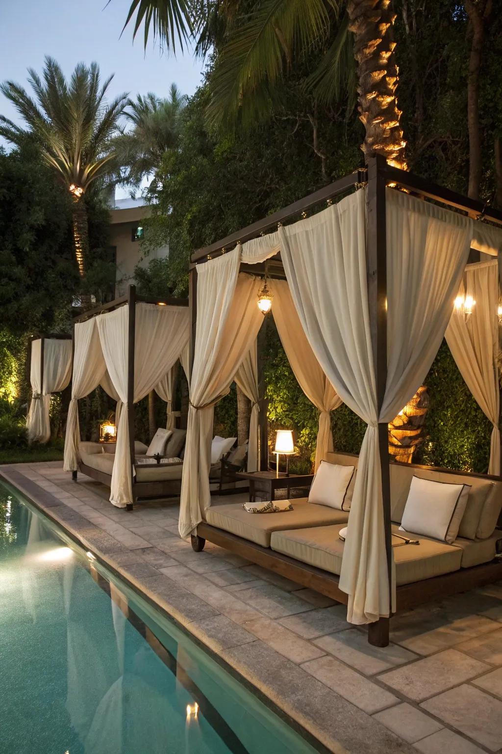 Overhangs make intimate and private lounging spaces.