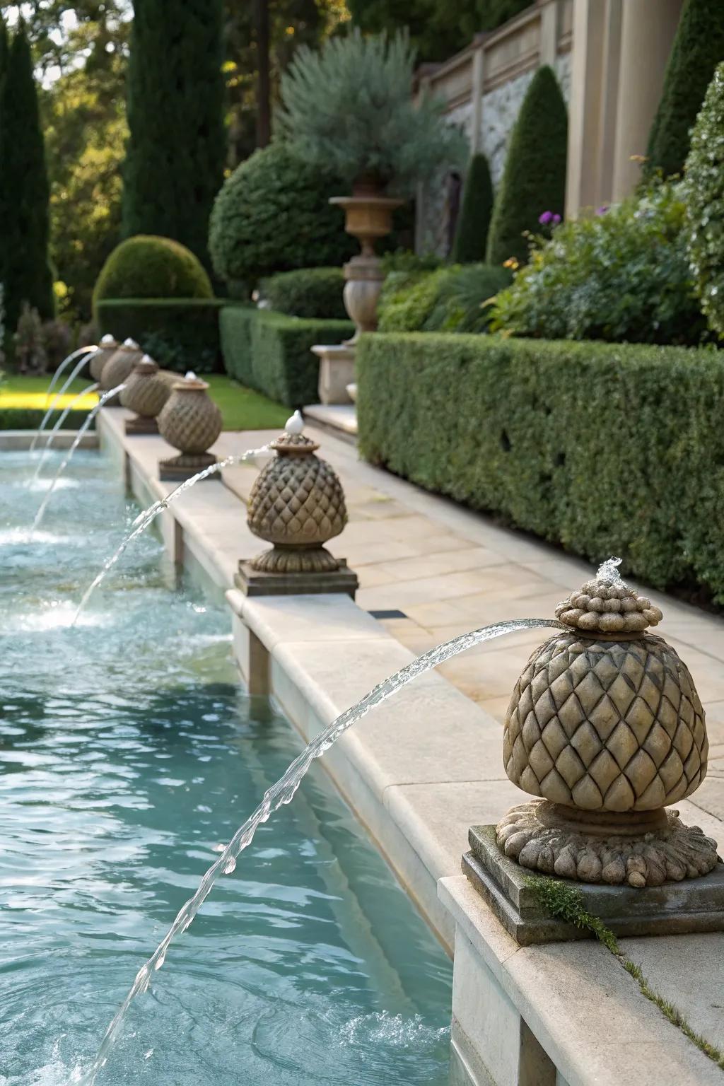Outlets and spouts offer customizable water flow aesthetics.