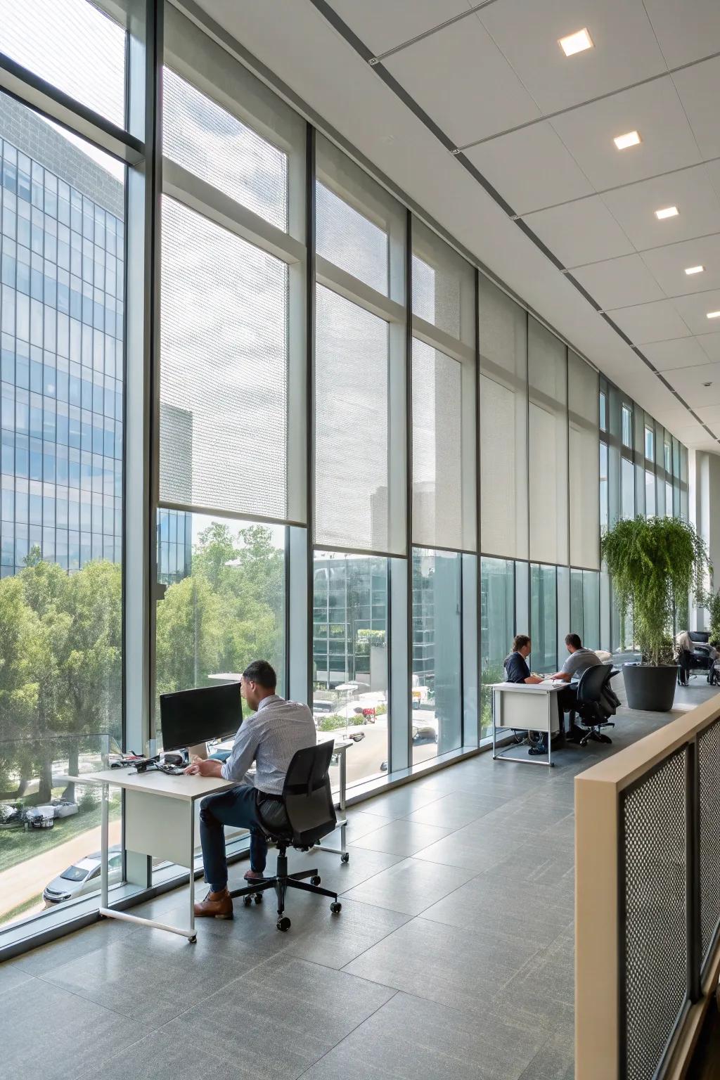 Smoked glass offers personal space with a sleek, modern look.