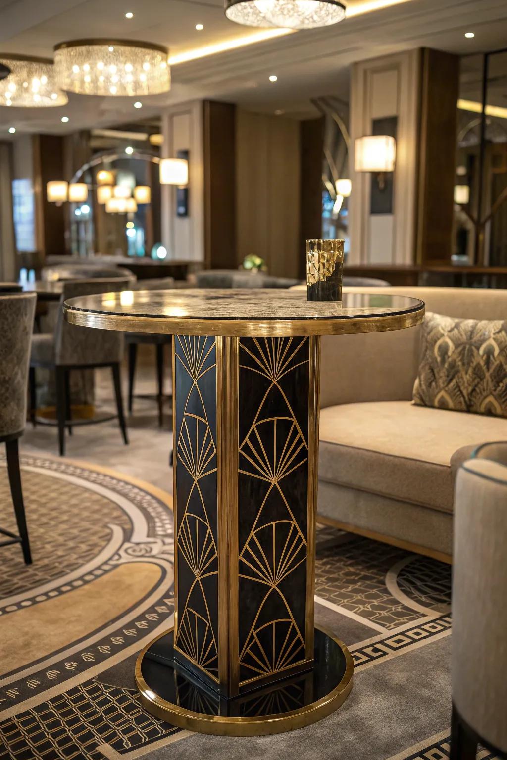 Glamor and elegance with Stylish Patterns pub tables.