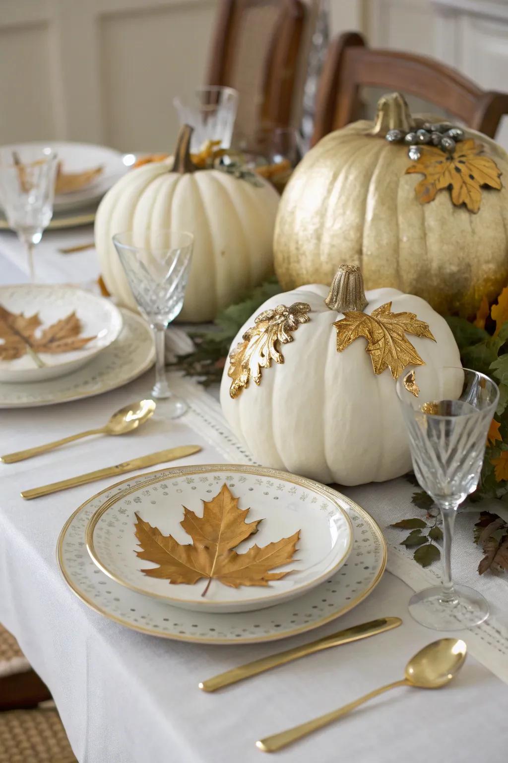 Add sophistication with fancy gilded pumpkins.