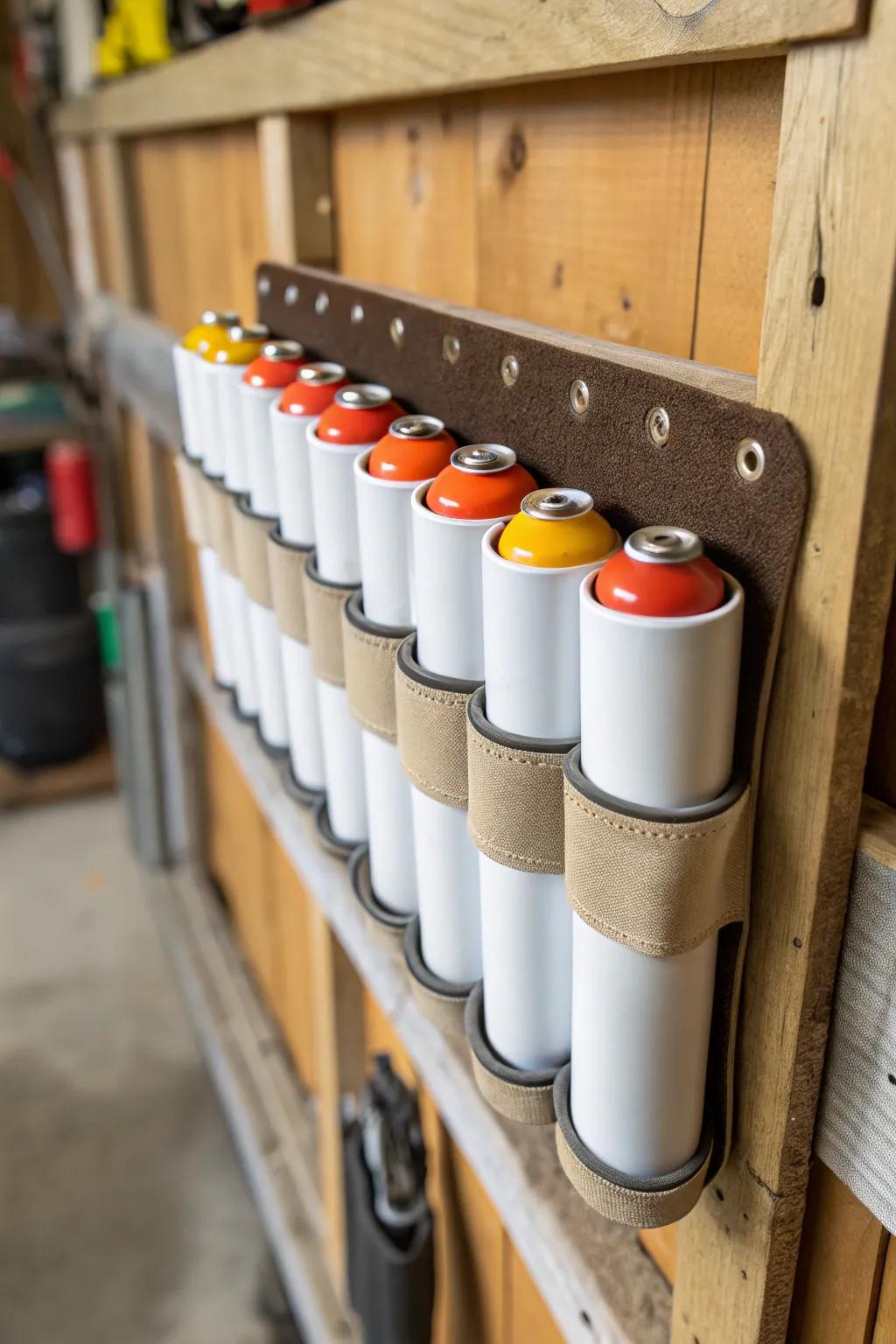 Improve your workshop arrangement using tailor-made polyvinyl chloride aerosol can holsters.