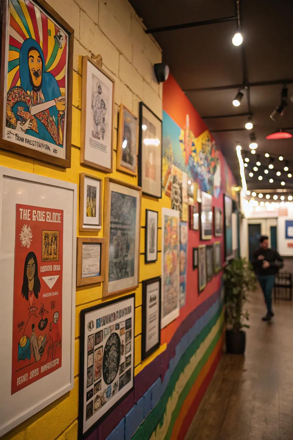 Colorful art adds energy to your rec room.