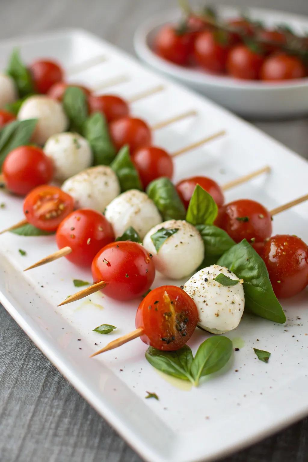 Cherry tomato sticks are a basic yet noteworthy party snack.