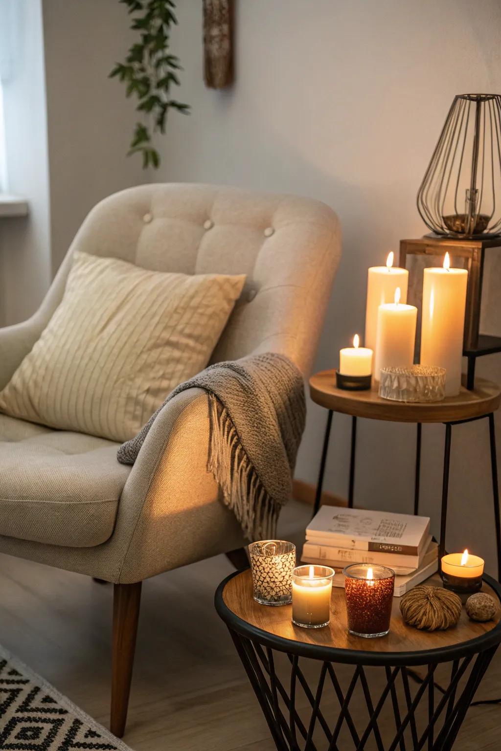 A peaceful quiet haven with lights.