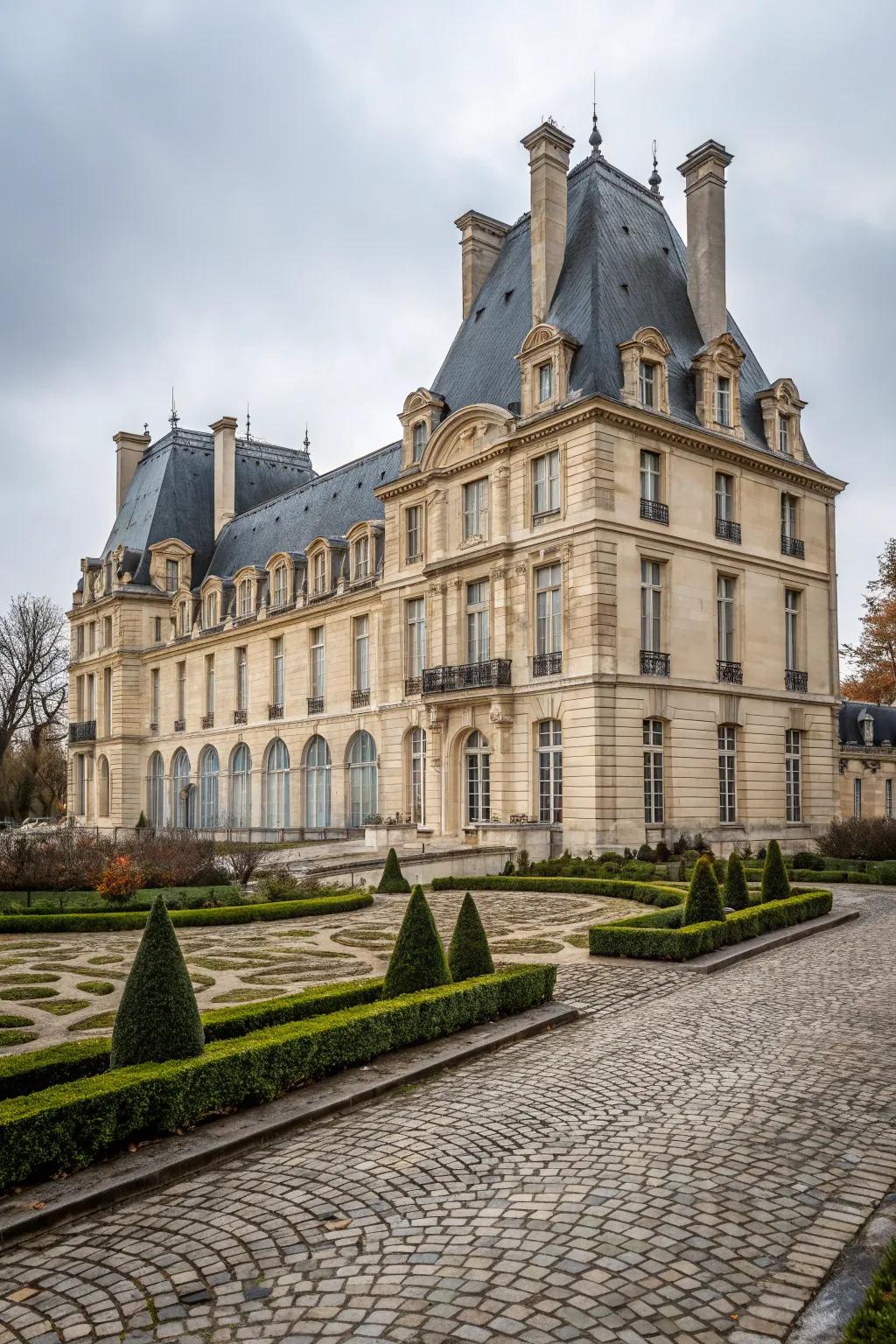 Mansard roofs provide extra space with a touch of elegance.