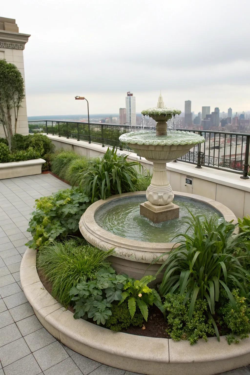 Add tranquility with a beautiful water feature.