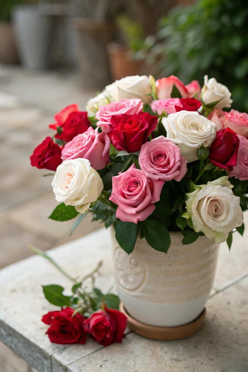 Fresh garden sensations featuring an assortment of roses.