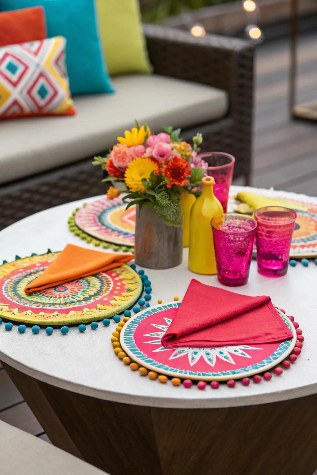 Bright accents introduce a pop of vibrancy.