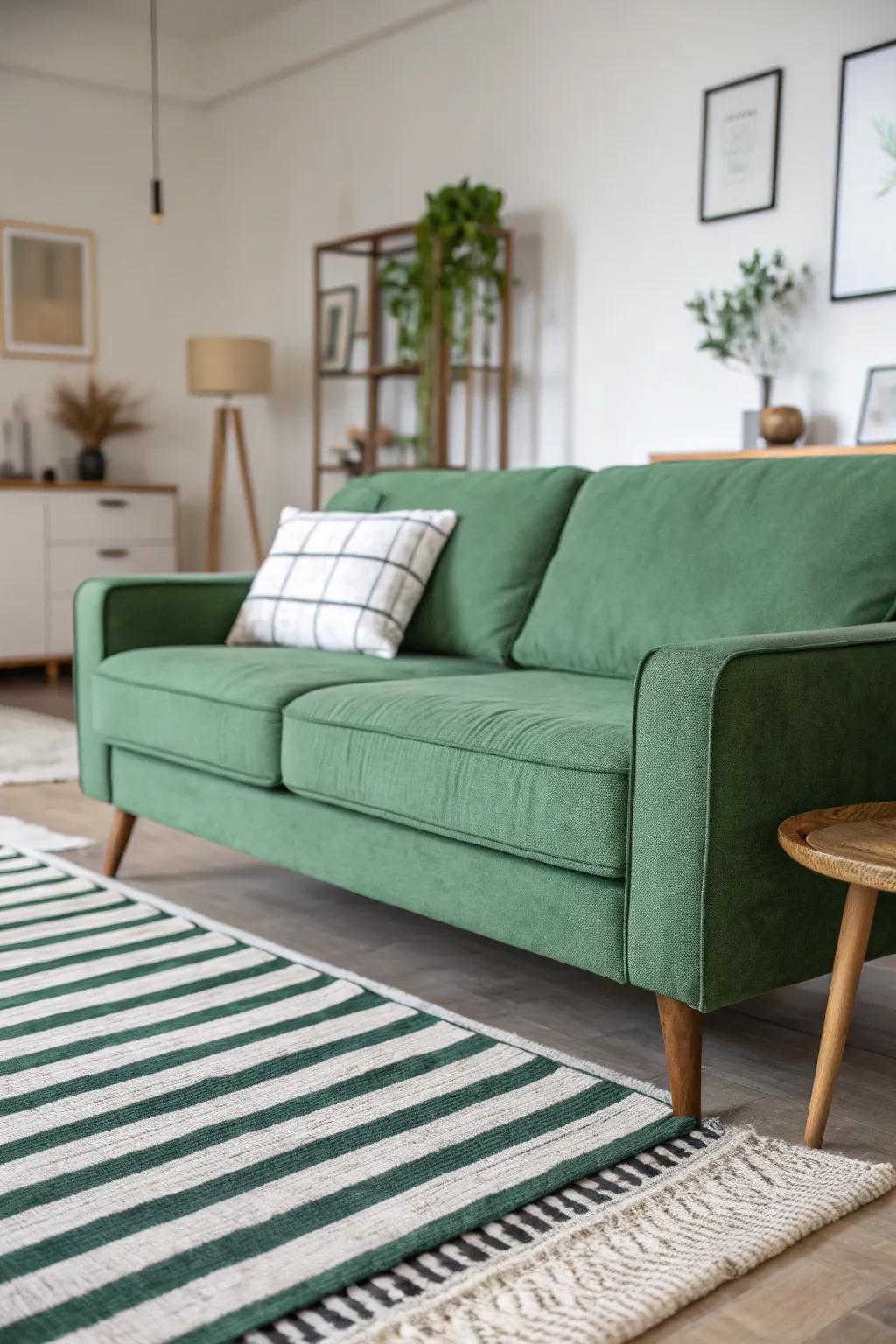 Striped floor coverings proffer a sleek and minimalist aesthetic.