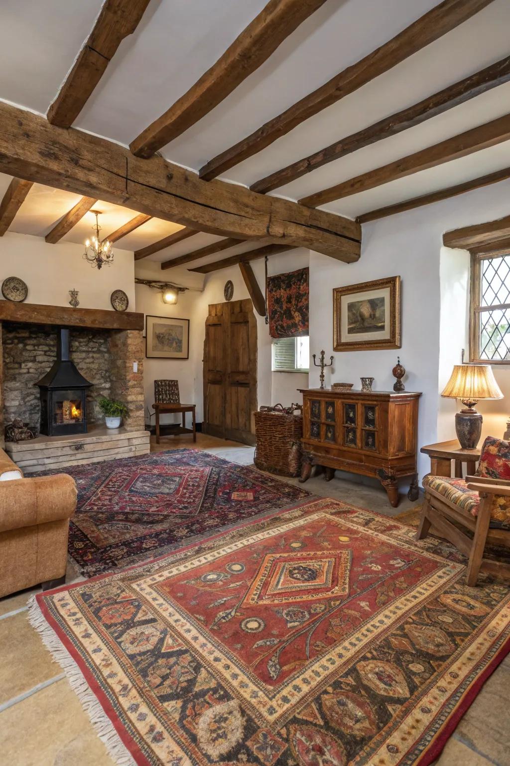 Vintage rugs bring warmth and character to this family space.