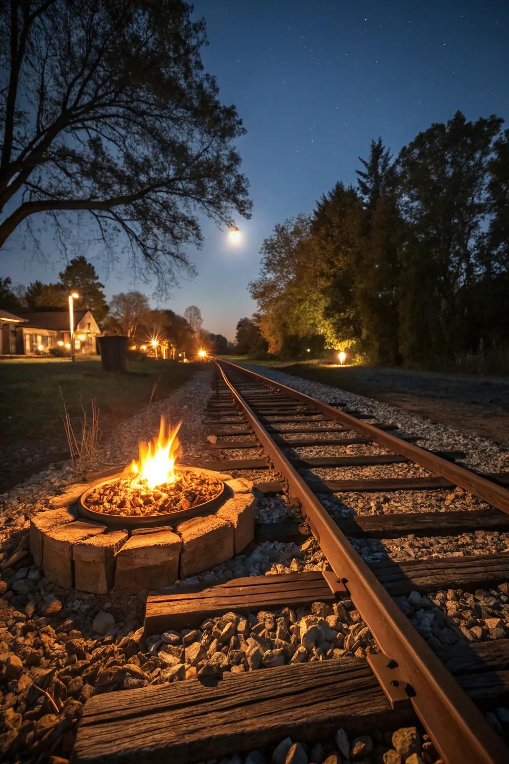 Railway timbers bring a touch of history to your fire pit.