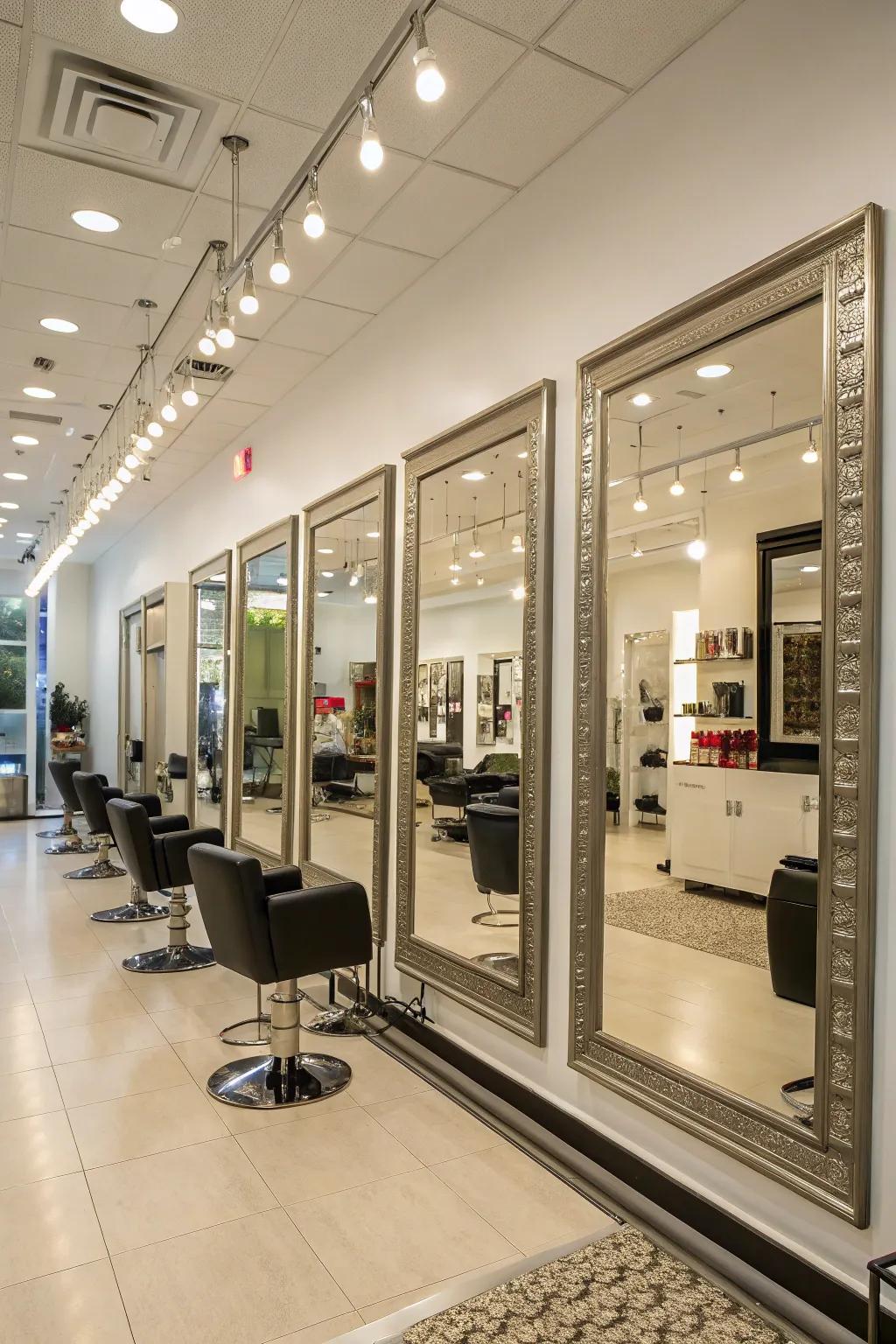 Reflective surfaces enhance space and elegance.