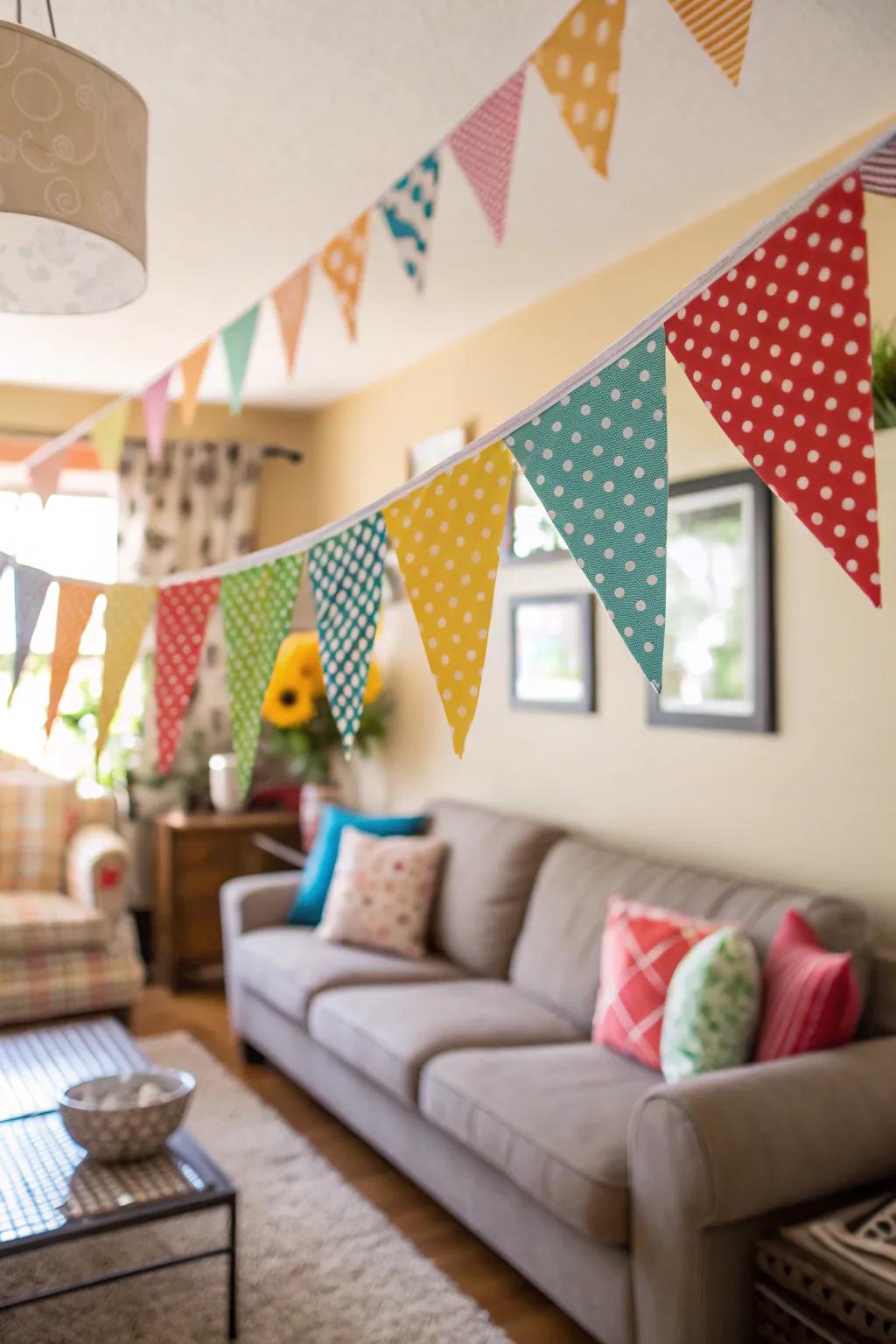 Pennant banners add a spirited and vibrant element.