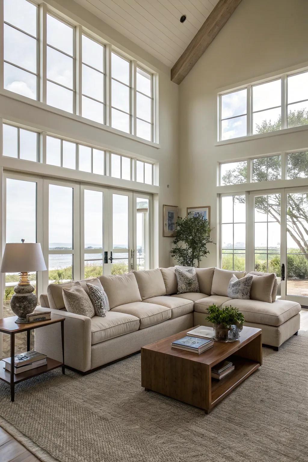 Floating a sectional can define spaces and enhance flow in a room.