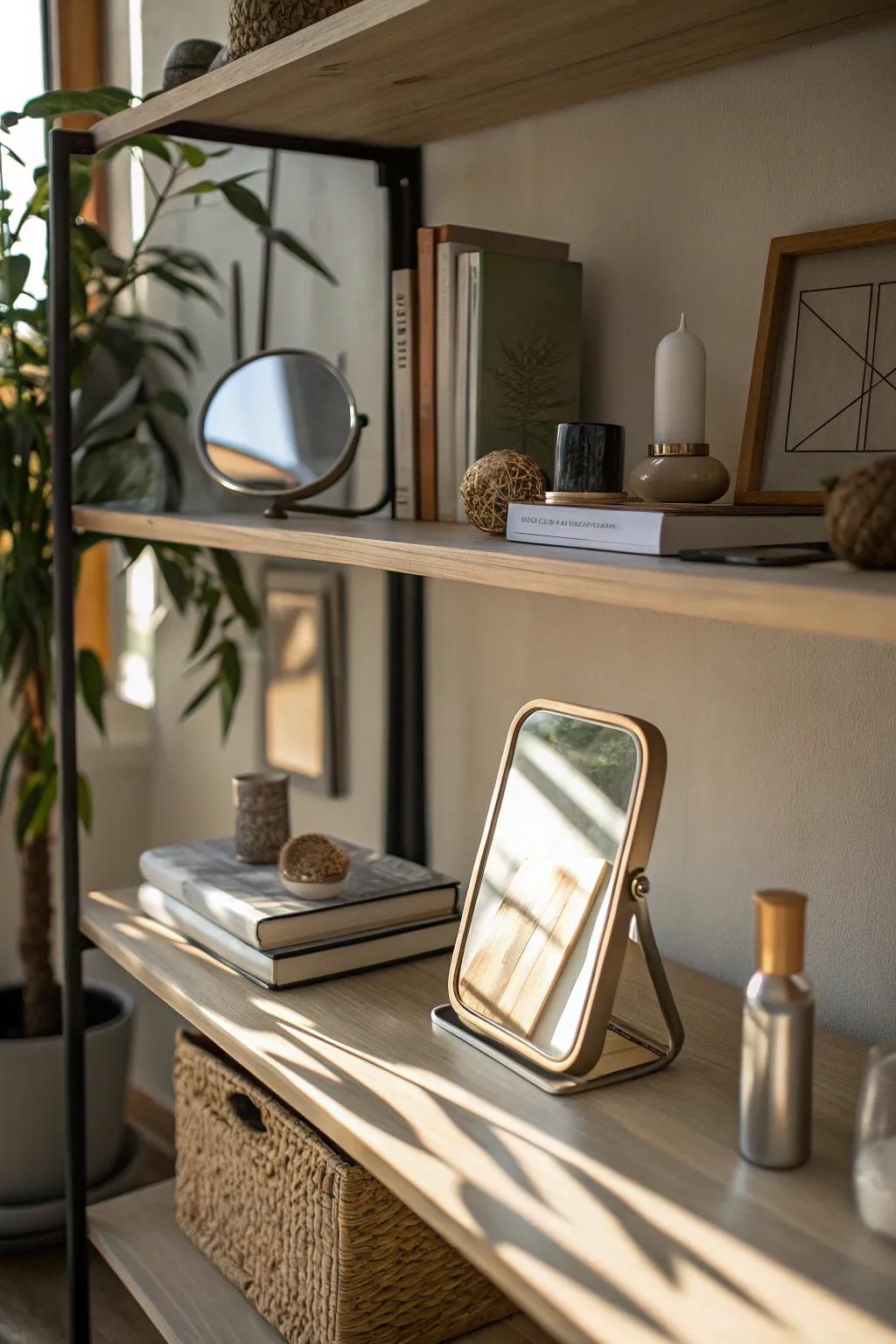 A petite reflector reflects illumination and infuses a delightful twist.