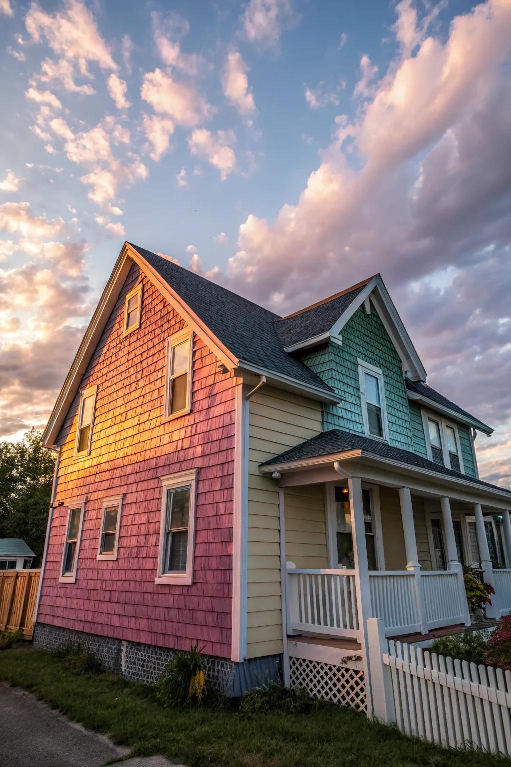 Textured siding adds depth and persona.
