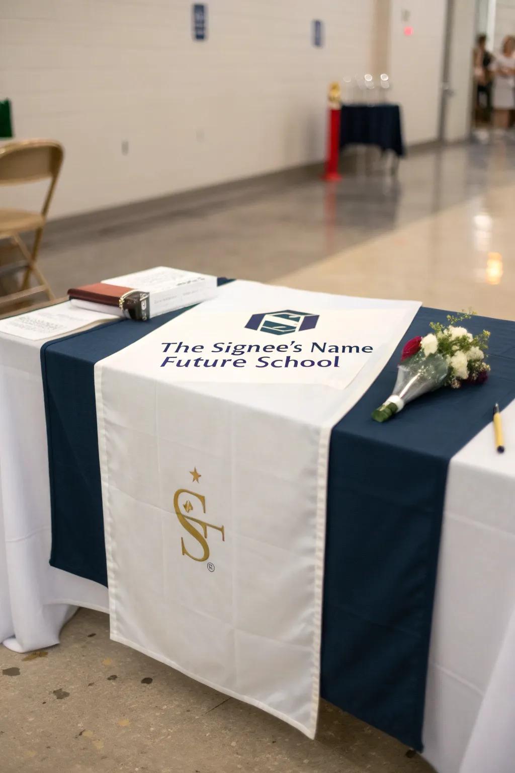 A personalized table runner makes the setup uniquely special.
