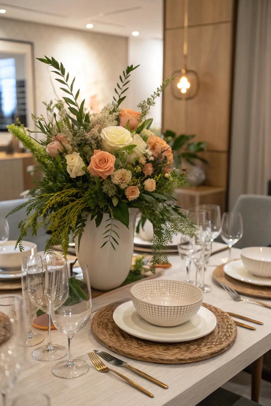 Off-balance arrangement creates a modern twist.