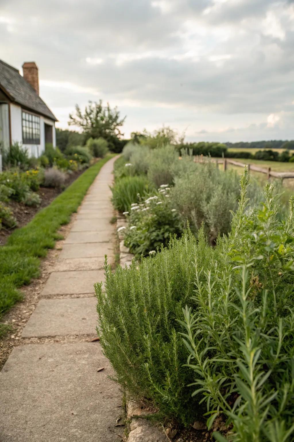 Fragrant herb borders introduce practicality and charm.