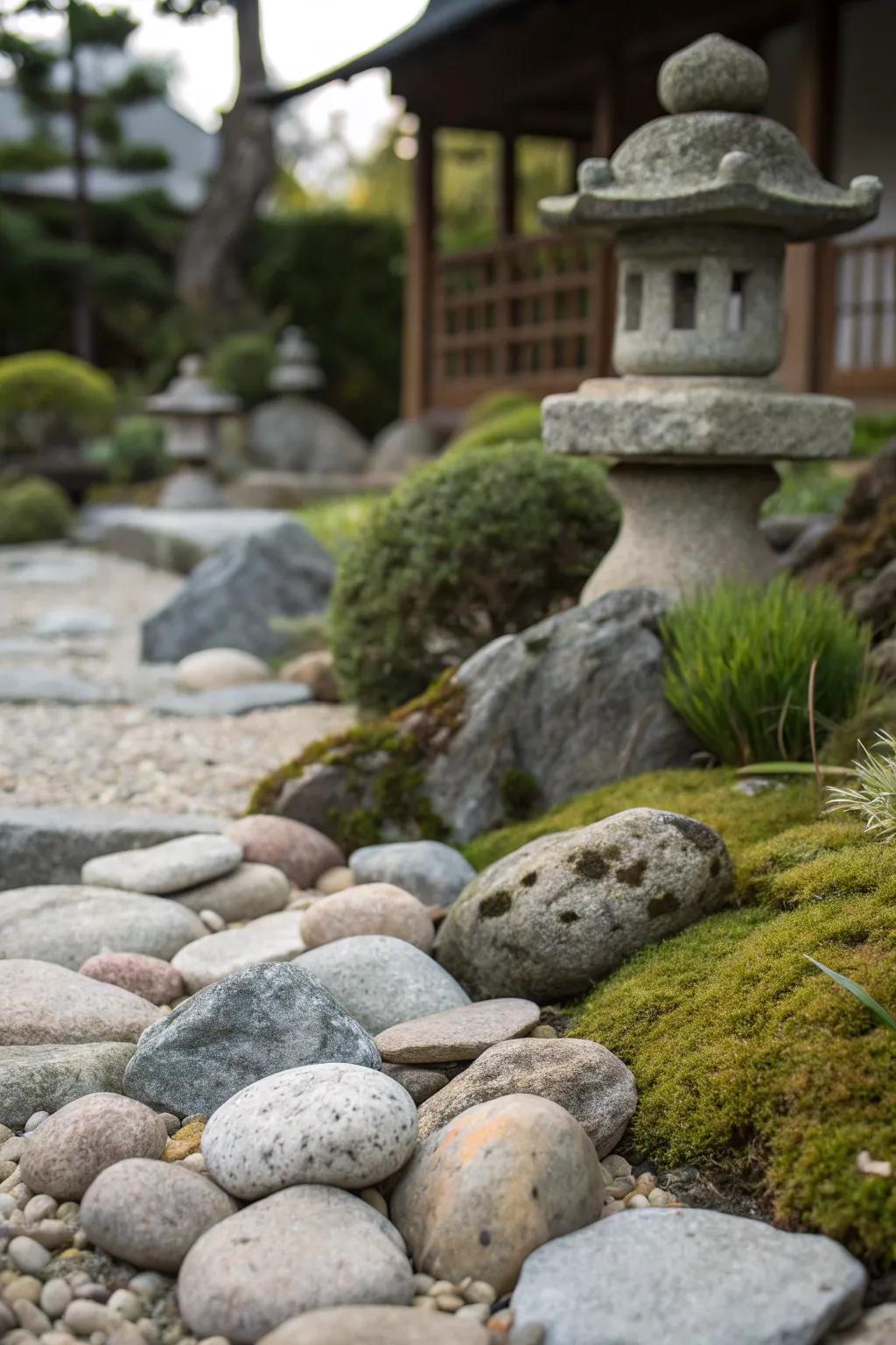 Layered stones enrich garden landscapes with depth and texture.