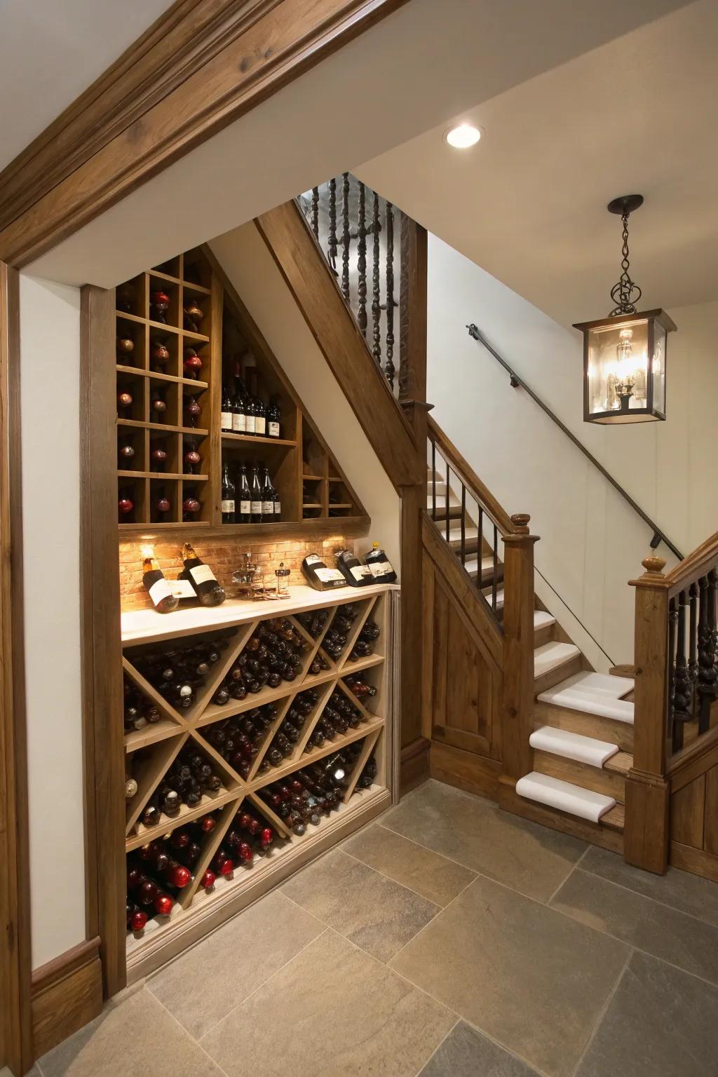 Creative use of under-stairs space can add unique storage.