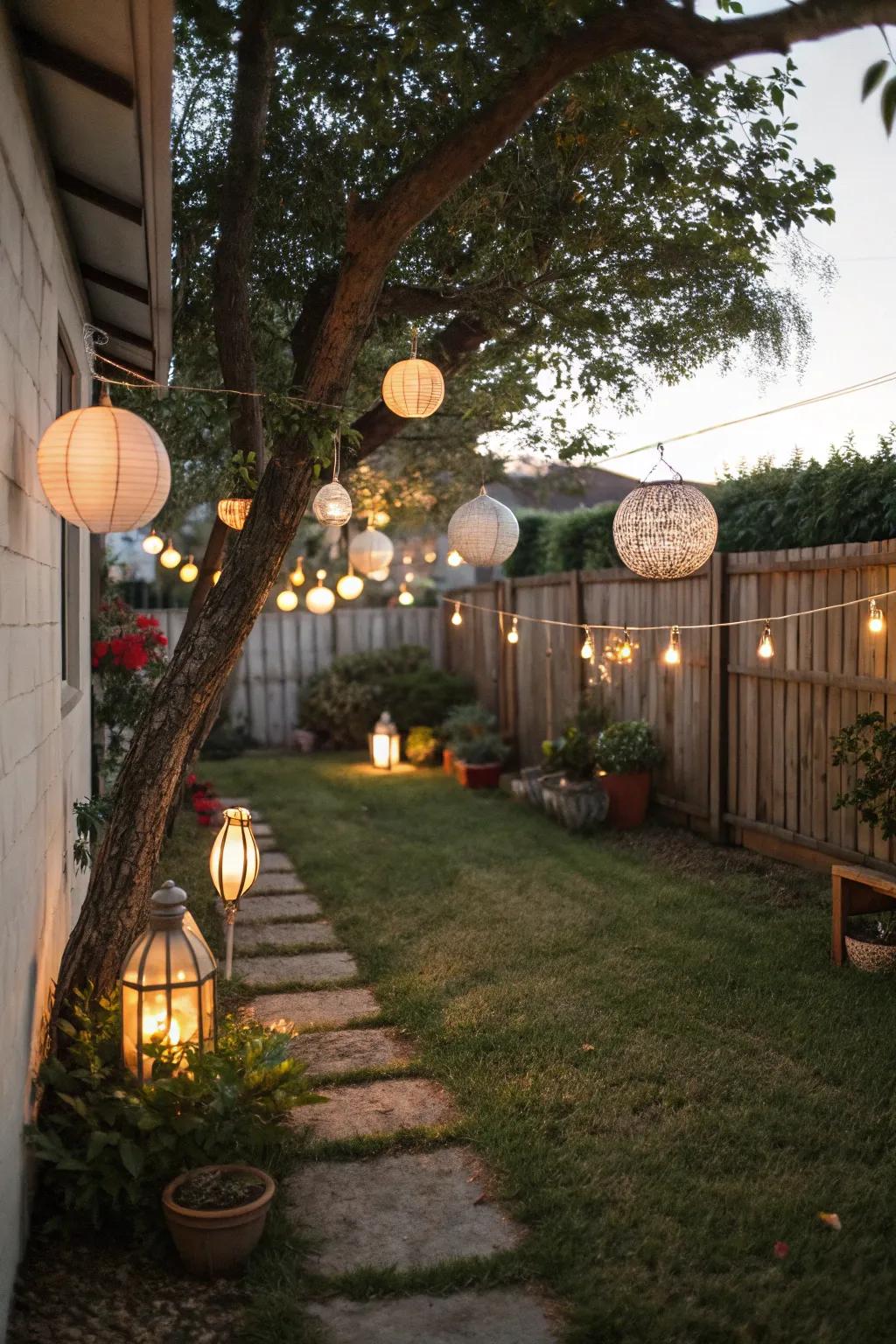 Exquisite lamps forging a cozy luminescence in the backyard