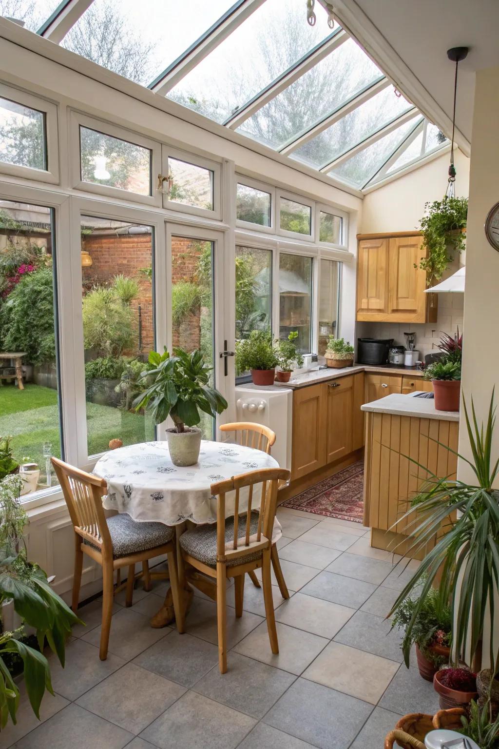 Extend your kitchen into a bright conservatory.