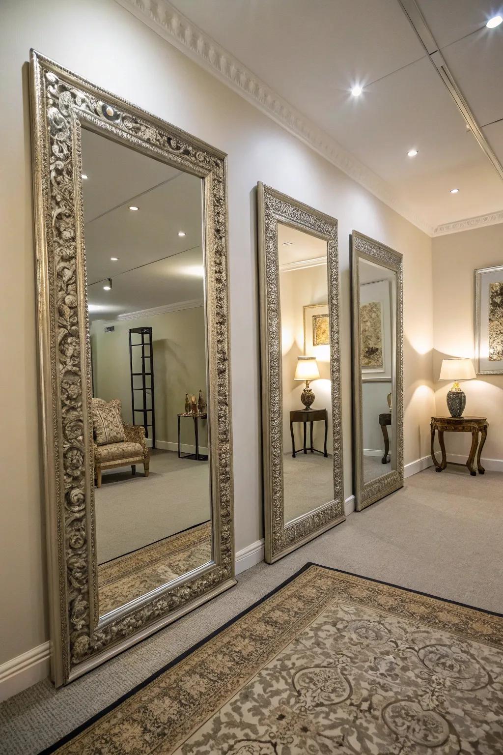Mirrors can effectively double the apparent size of a room.