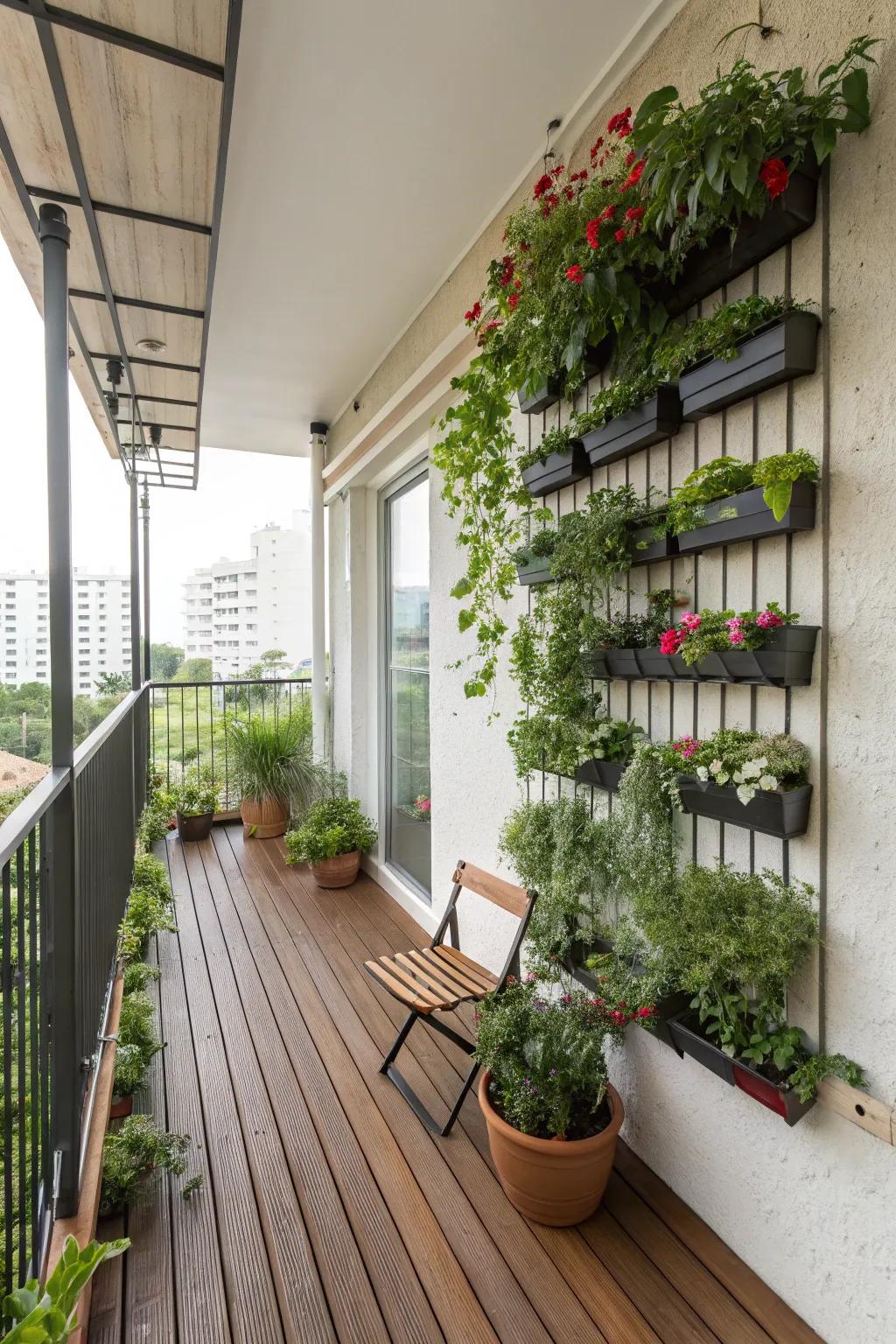 Utilize vertical space through planters to append greenery without clutter.