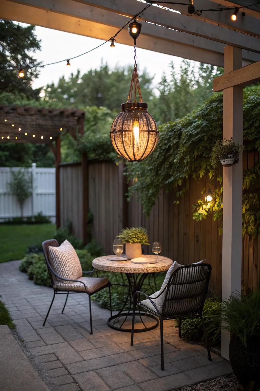 Suspended pendant lamps add character and illumination.