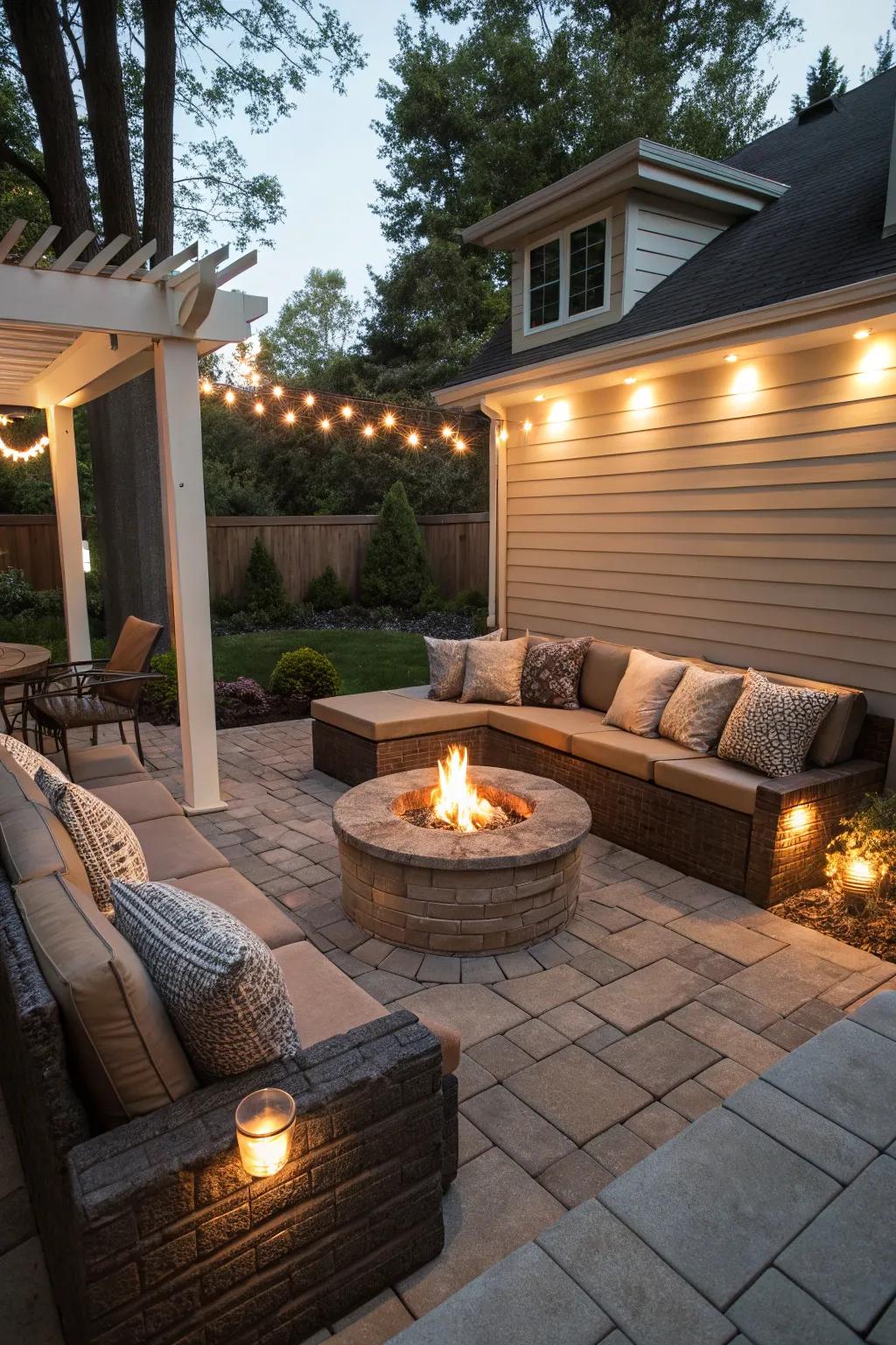 Sunken areas add depth and interest to patios.