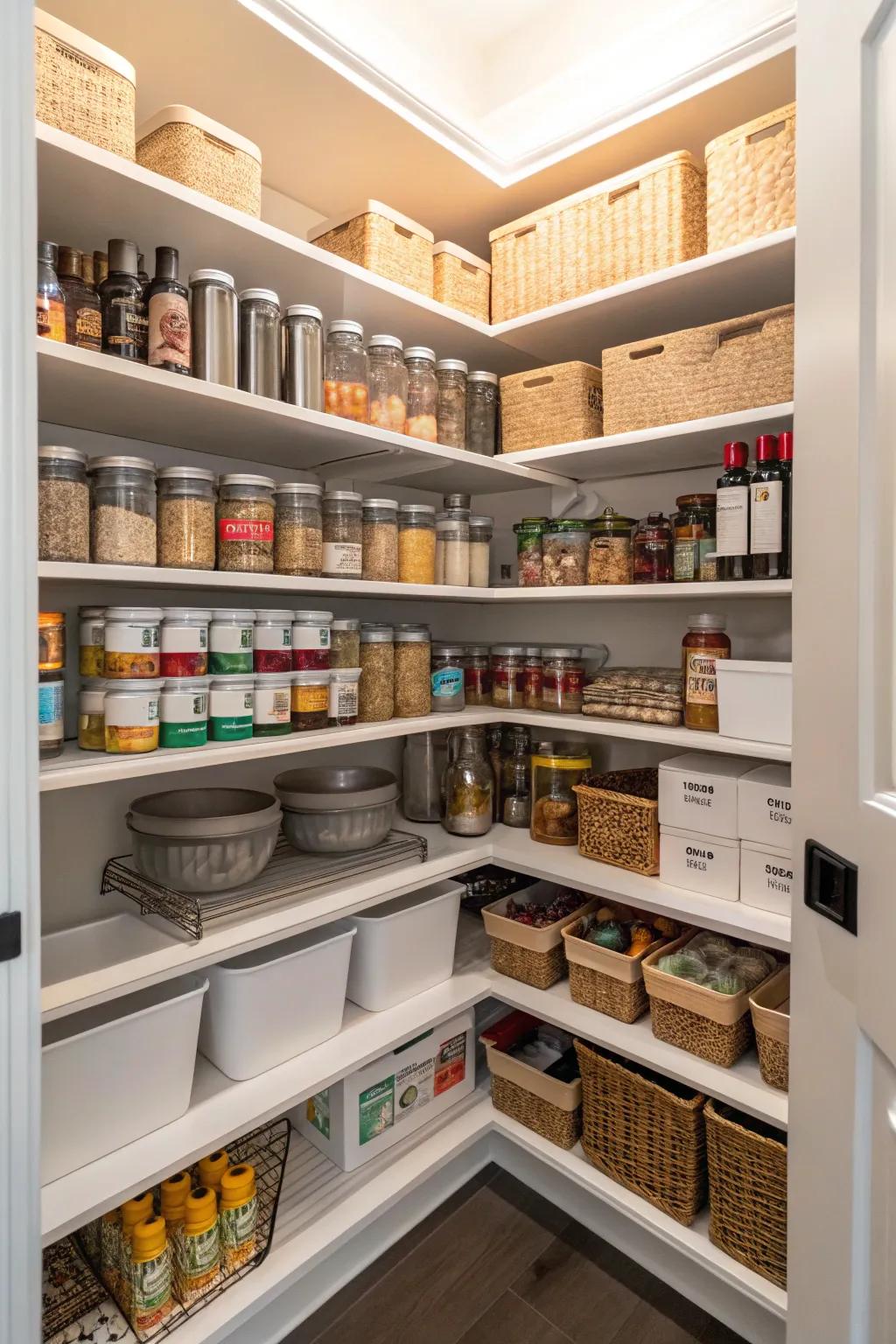 Expandable shelves offer customized storage solutions.