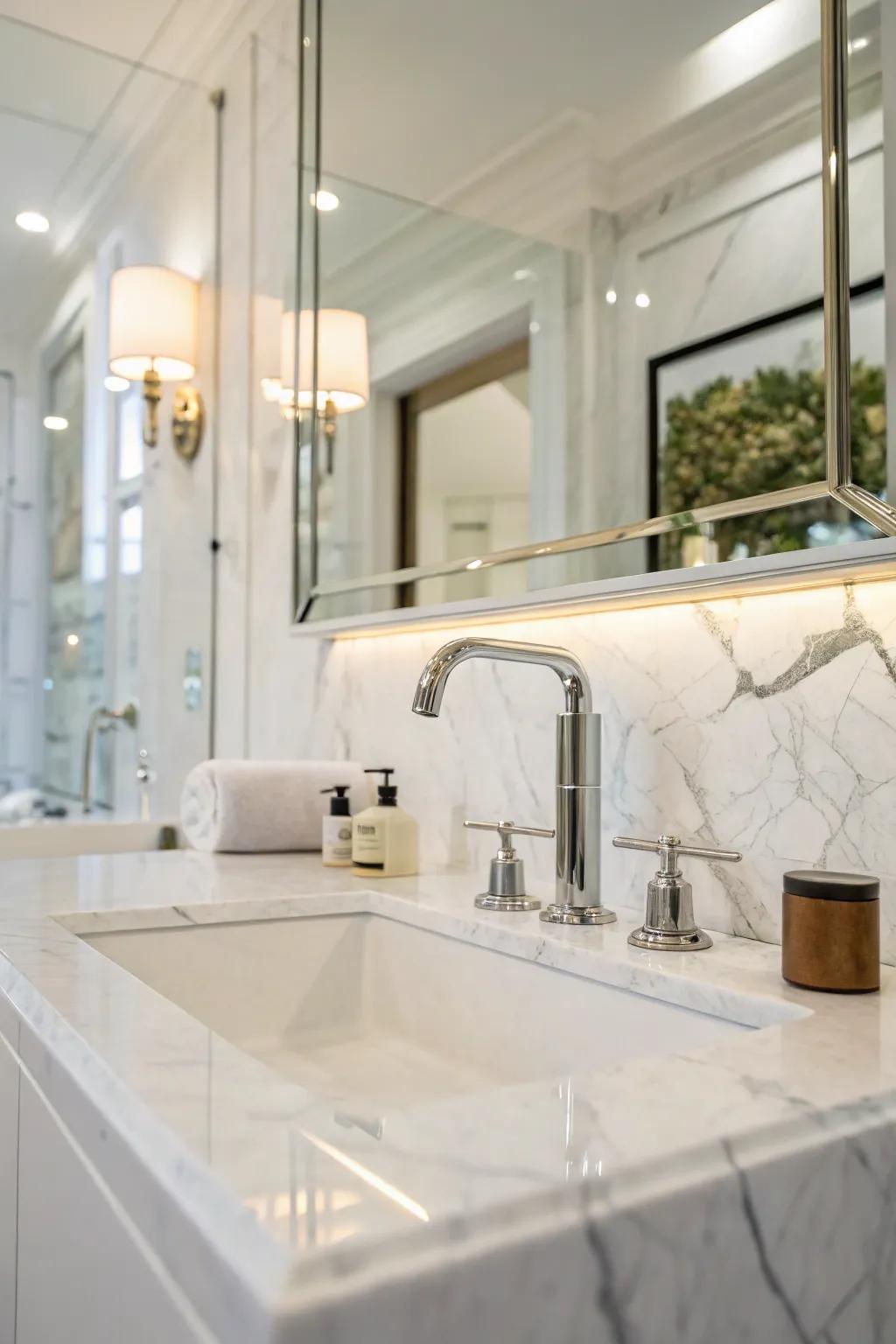 Marble wall coverings combine functionality with elegance.