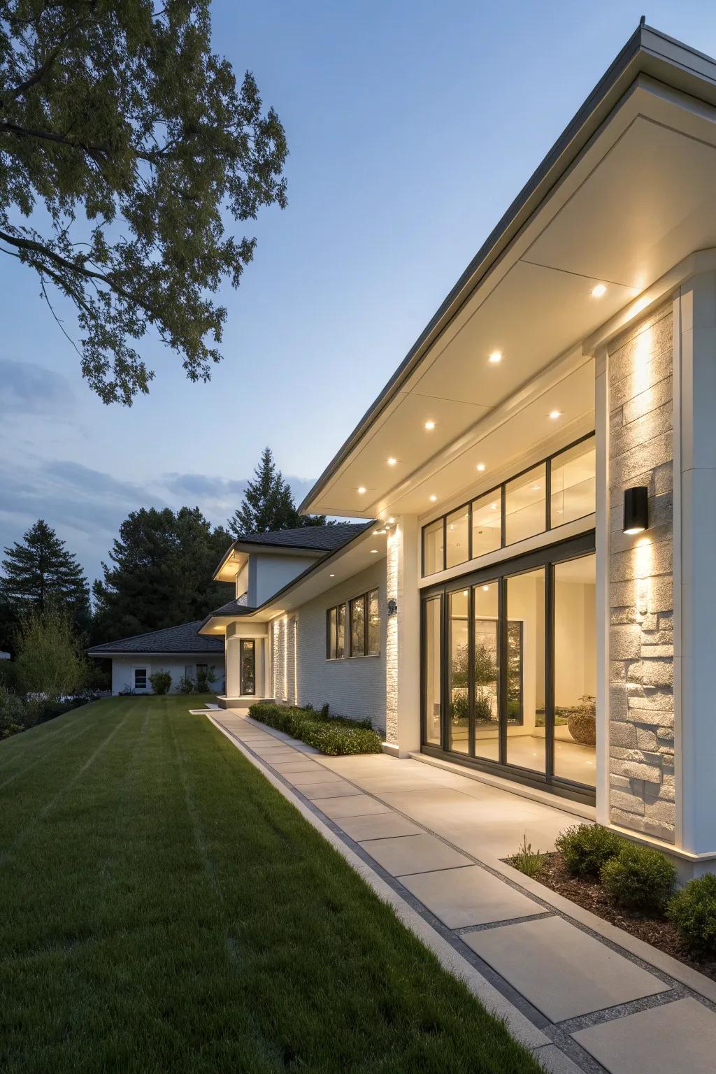 Cool white hidden illumination contributes a contemporary touch to modern homes.